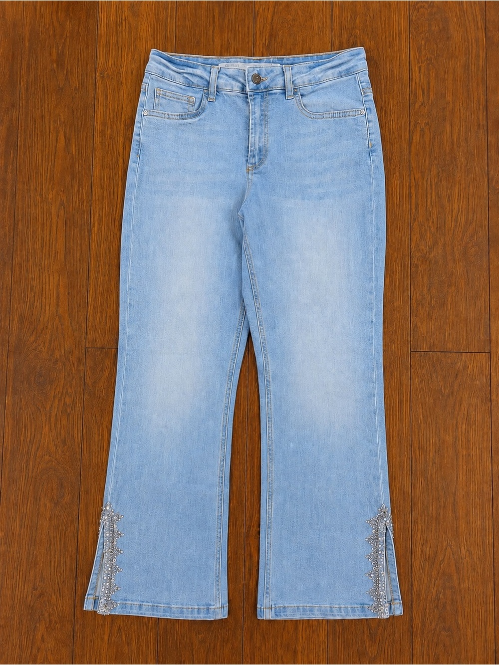 Liu Jo Light Blue Embellished Wide-Leg Flare Jeans Sz 28 NWT